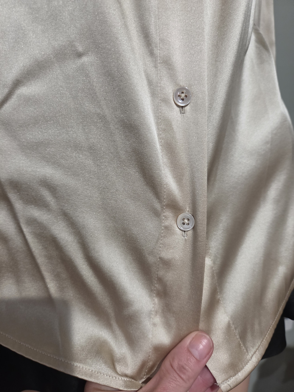 Ann Taylor Champagne Satin Gathered Button Down Blouse Size 10 NWT - Picture 15 of 16
